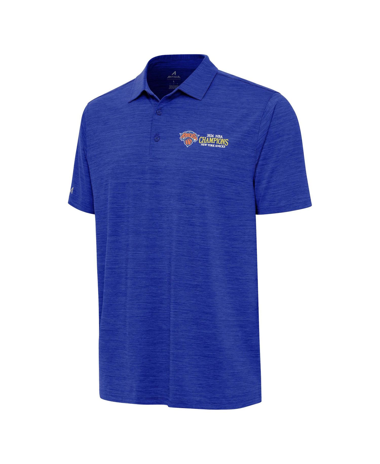 Men's Heather Blue New York Knicks 2026 NBA Finals Champions Secondary Layout Polo Shirt