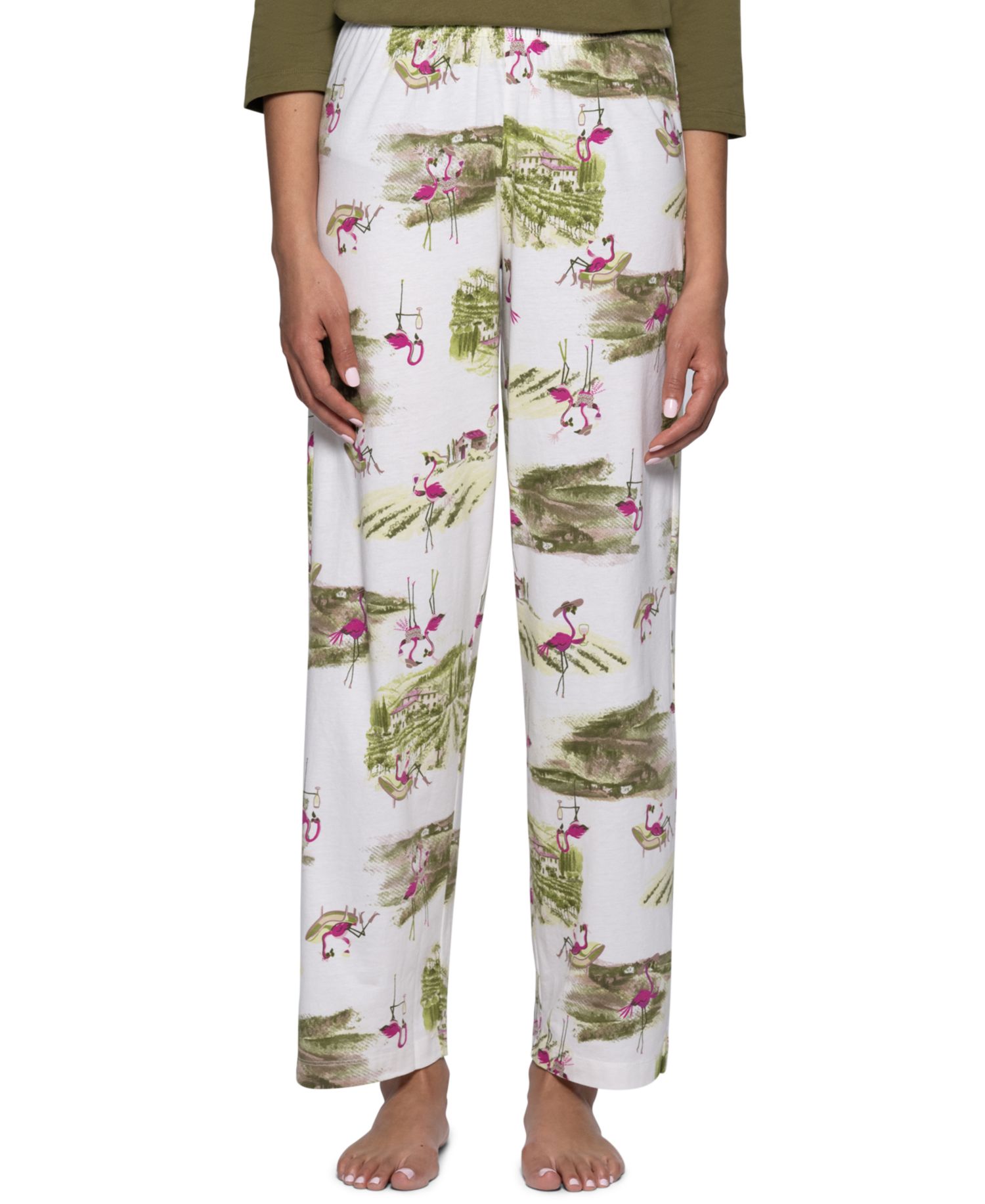 Women's Vineyard Flamingos Relaxed-Fit Flamingo-Print Cotton-Blend Pajama Pants