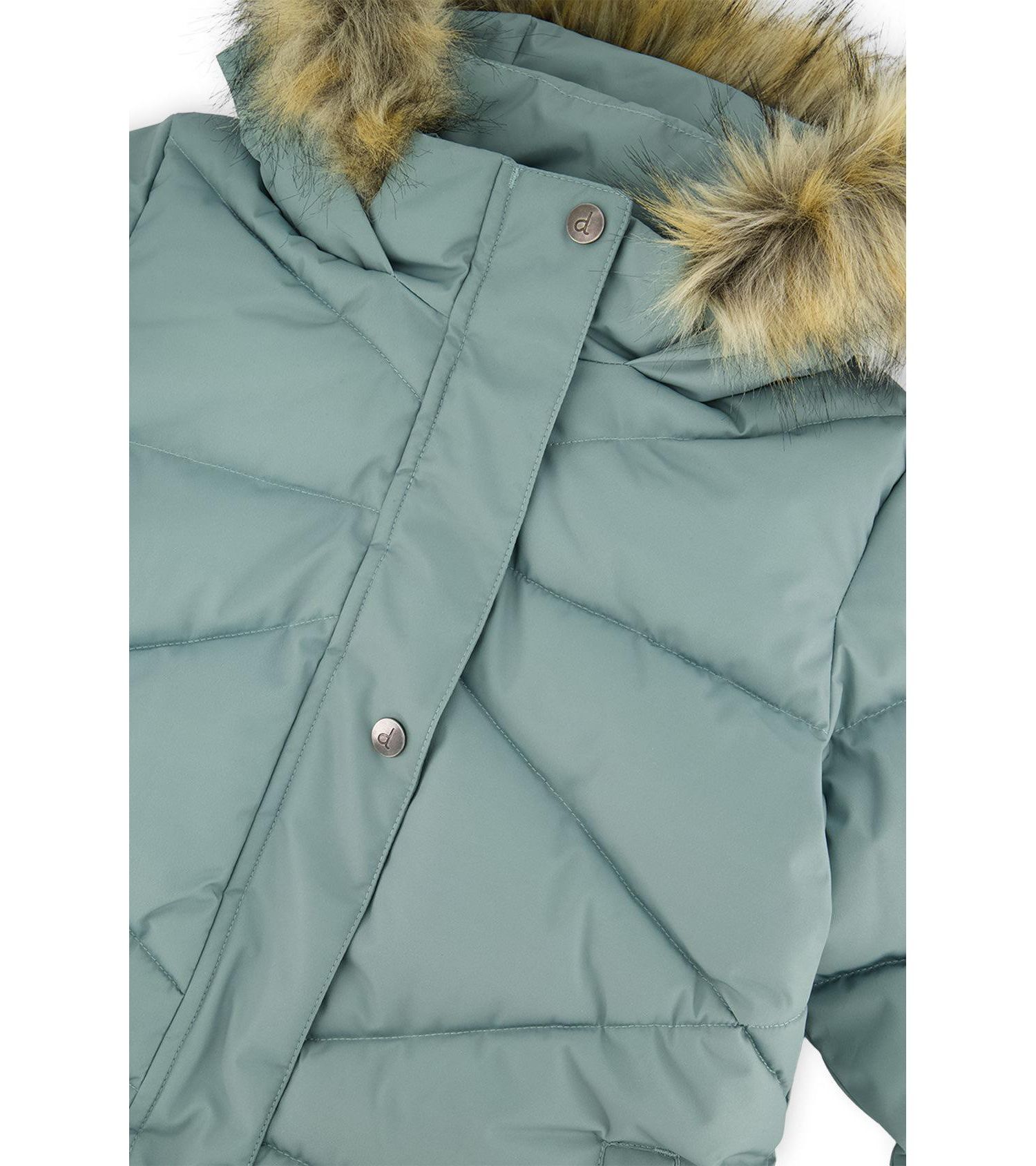 Little and Big Girl ( 6 to 14 ) Long Winter Puffer Coat Sage