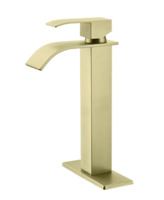 Single Handle Waterfall Bathroom Sink Faucet, Tall Vessel Vanity Faucet, Stainless Steel, Modern High Arc