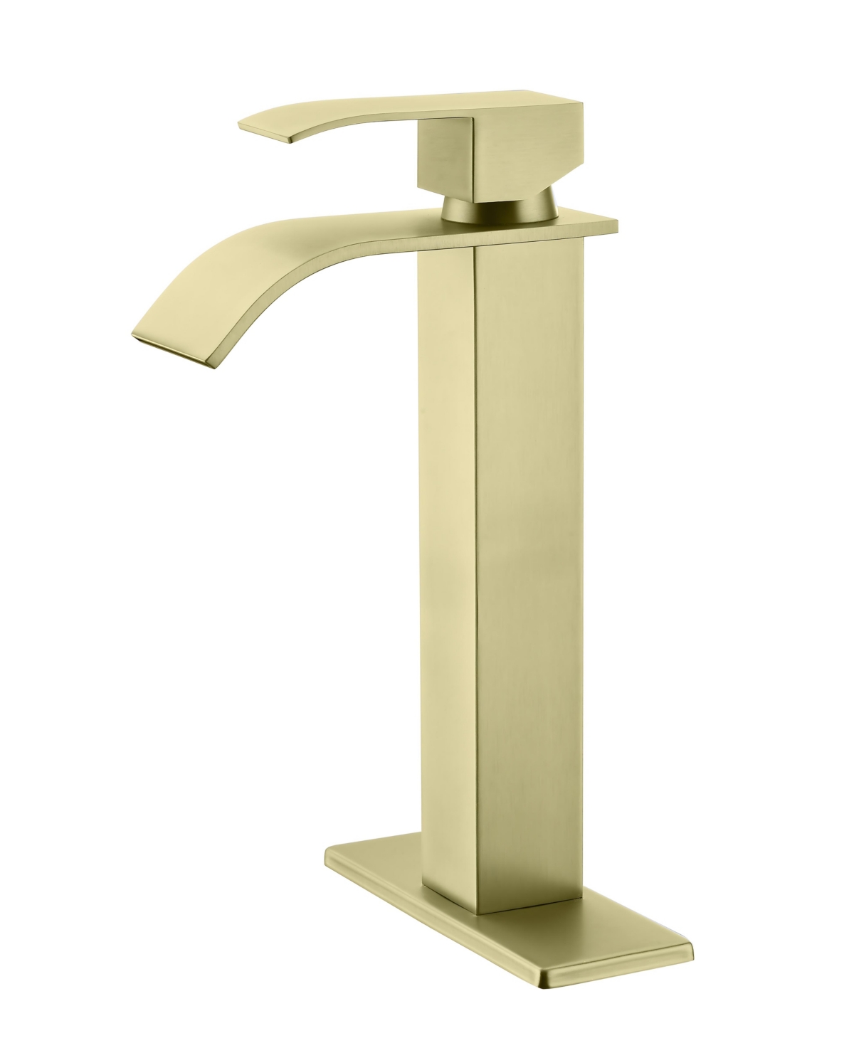 Thirtypeachy Single Handle Waterfall Bathroom Sink Faucet, Tall Vessel Vanity Faucet, Stainless Steel, Modern High Arc - Gold
