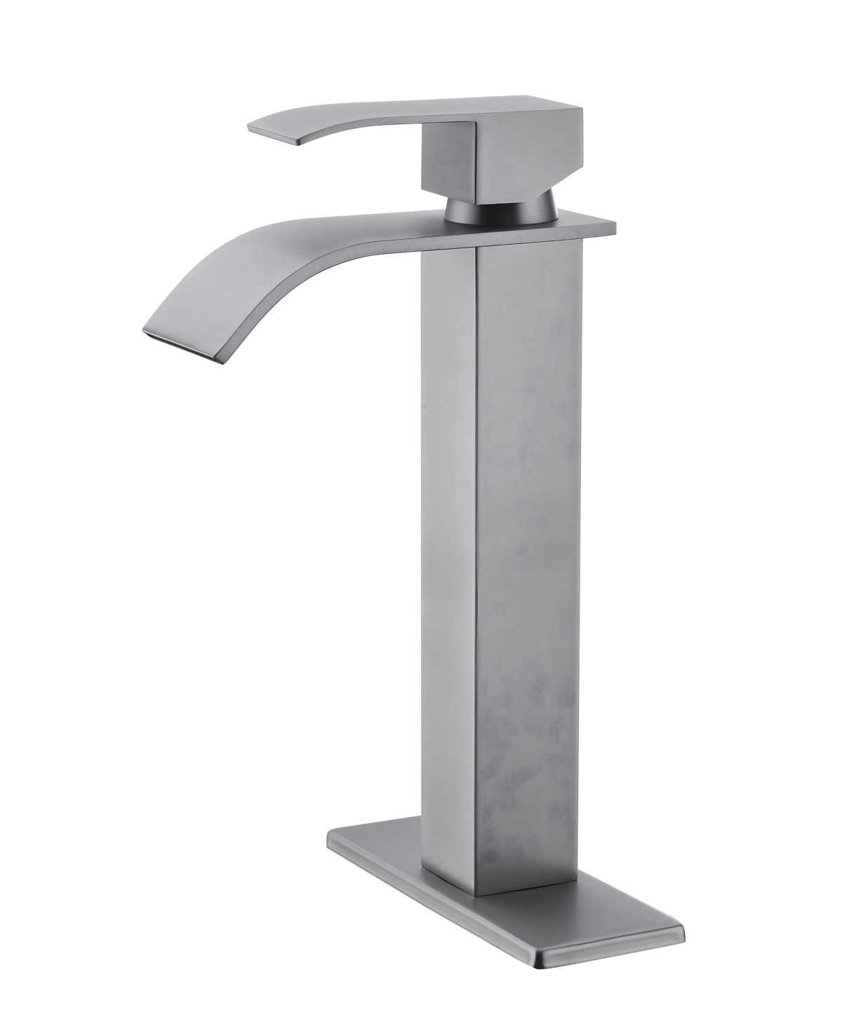 Thirtypeachy Single Handle Waterfall Bathroom Sink Faucet, Tall Vessel Vanity Faucet, Stainless Steel, Modern High Arc - Nickel