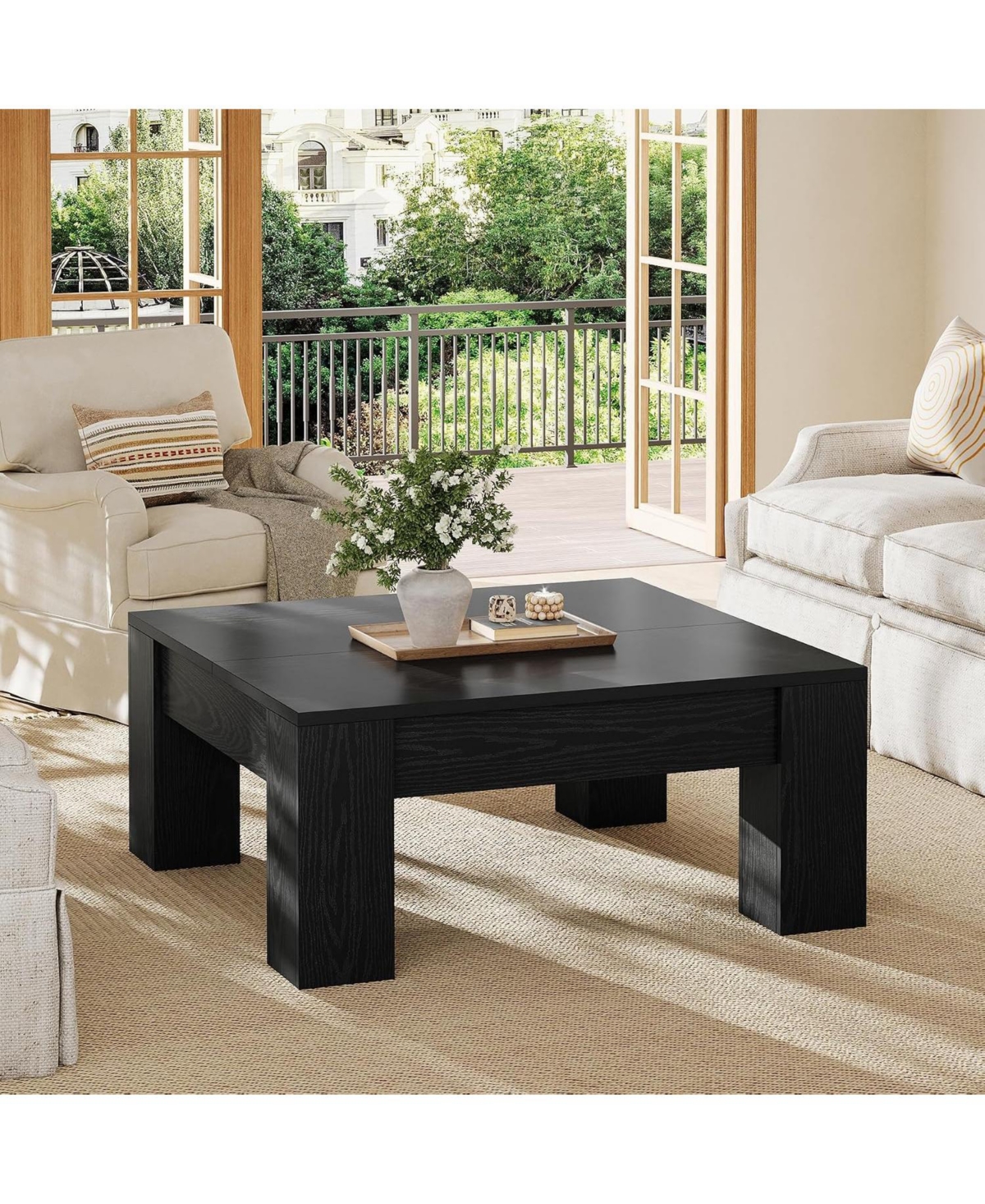 Tribesigns Square Coffee Table, 39-Inch Wooden Table with Sturdy Legs, Easy Assembly