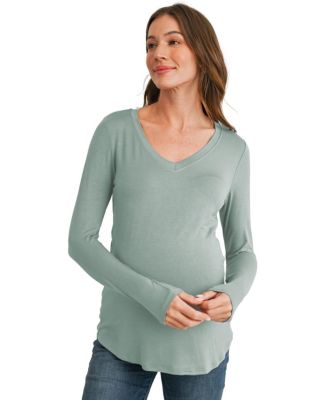 Maternity Long Sleeve V Neck Nursing Top