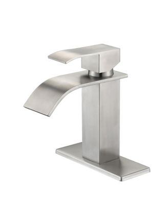 Single Handle Waterfall Bathroom Sink Faucet, Stainless Steel, Single Hole Modern Vanity Tap