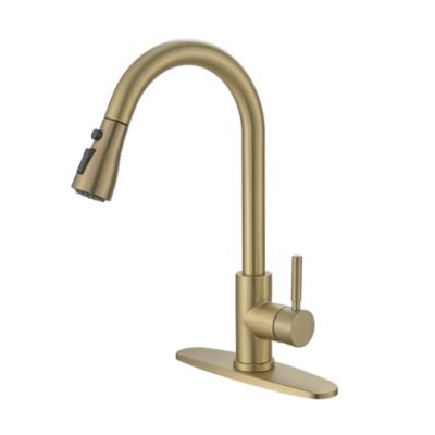 Single Handle High Arc Pull-Down Kitchen Faucet, Stainless Steel with 3-Mode Sprayer and 360degree(s) Swivel
