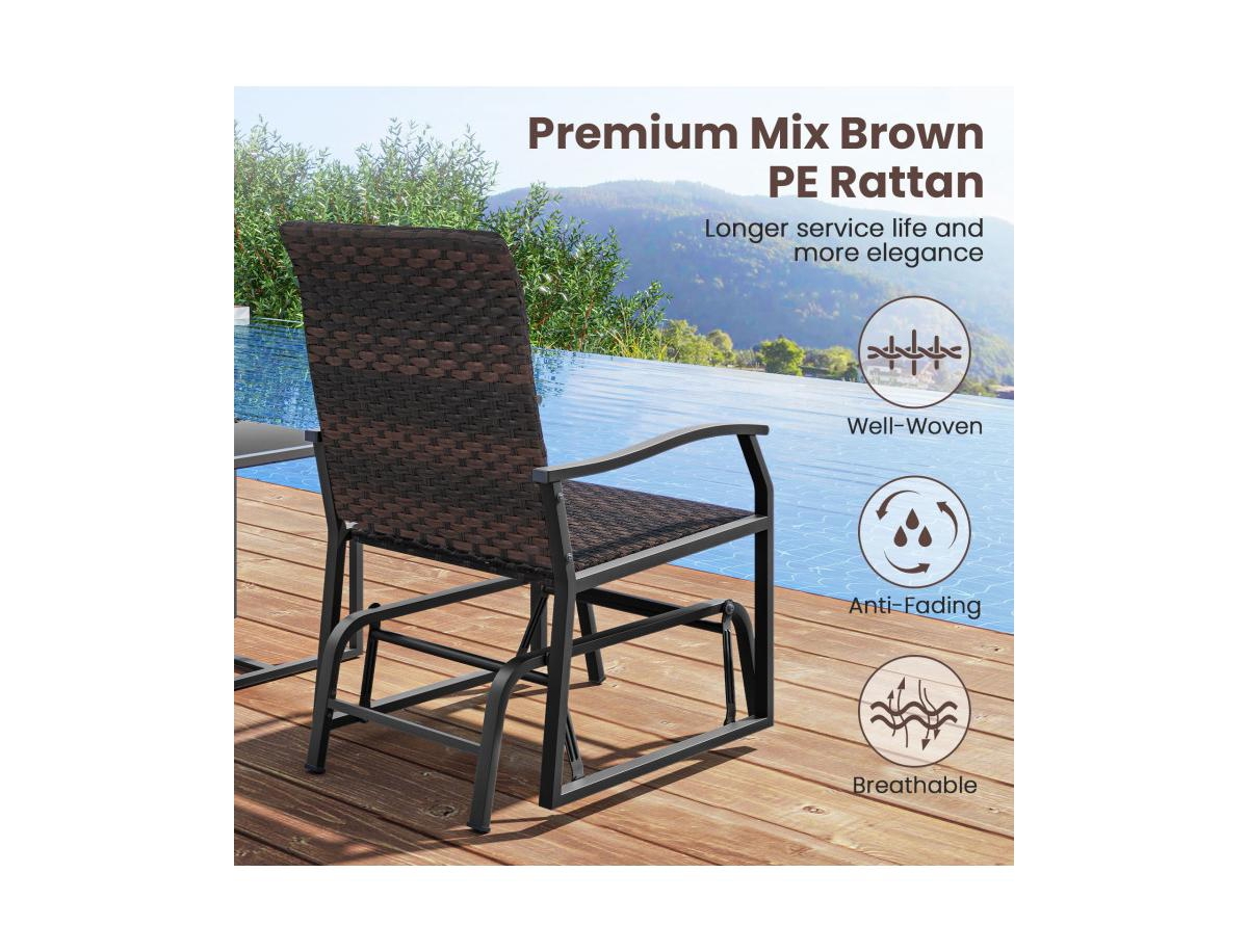 Boyel Living Patio Gliding Set with Tempered Glass Coffee Table All Weather