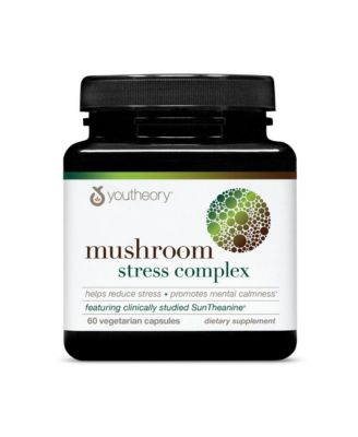 Mushroom Stress Complex,  Full-Spectrum Mushrrom with L-Theanine, 60 Vegetarian Capsules