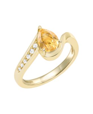 Garnet (1-1/5 ct. t.w.) & Diamond (1/10 ct. t.w.) Ring in 14k Yellow Gold (also in Peridot, Citrine, Amethyst, and 14k White Gold Blue Topaz) 