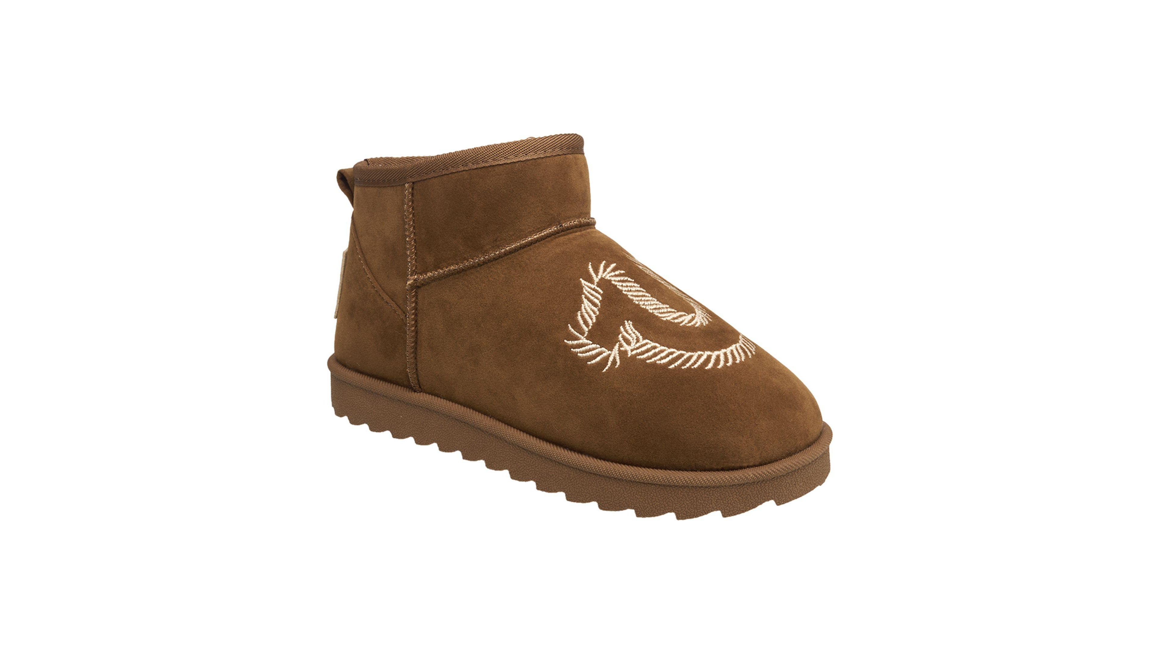 True Religion Women's Dua Faux Suede Horseshoe Logo Boot