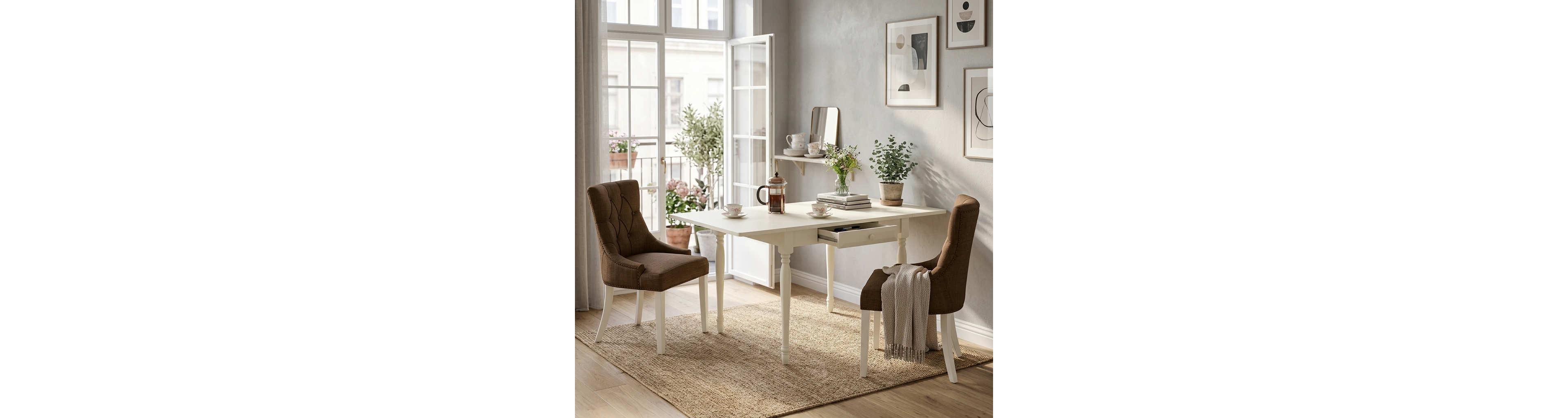 East West Furniture Dining Room Set Linen White, MZFR3-lwh-18