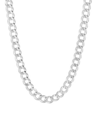 Solid Curb Chain Necklace in Sterling Silver