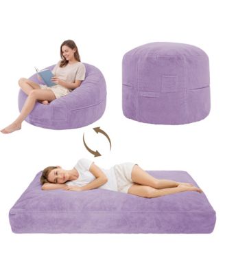 4 in 1 Bean Bag Chair for Adult, Large Beanbag with Memory Foam and Removable Cover, Oversized Ultra Soft Velvet Lazy Sofa Couch Bed