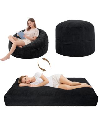 4 in 1 Bean Bag Chair for Adult, Large Beanbag with Memory Foam and Removable Cover, Oversized Ultra Soft Velvet Lazy Sofa Couch Bed