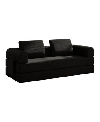 Convertible Sleeper Sofa Bed with Cylindrical Pillow - Corduroy Folding Mattress Couch
