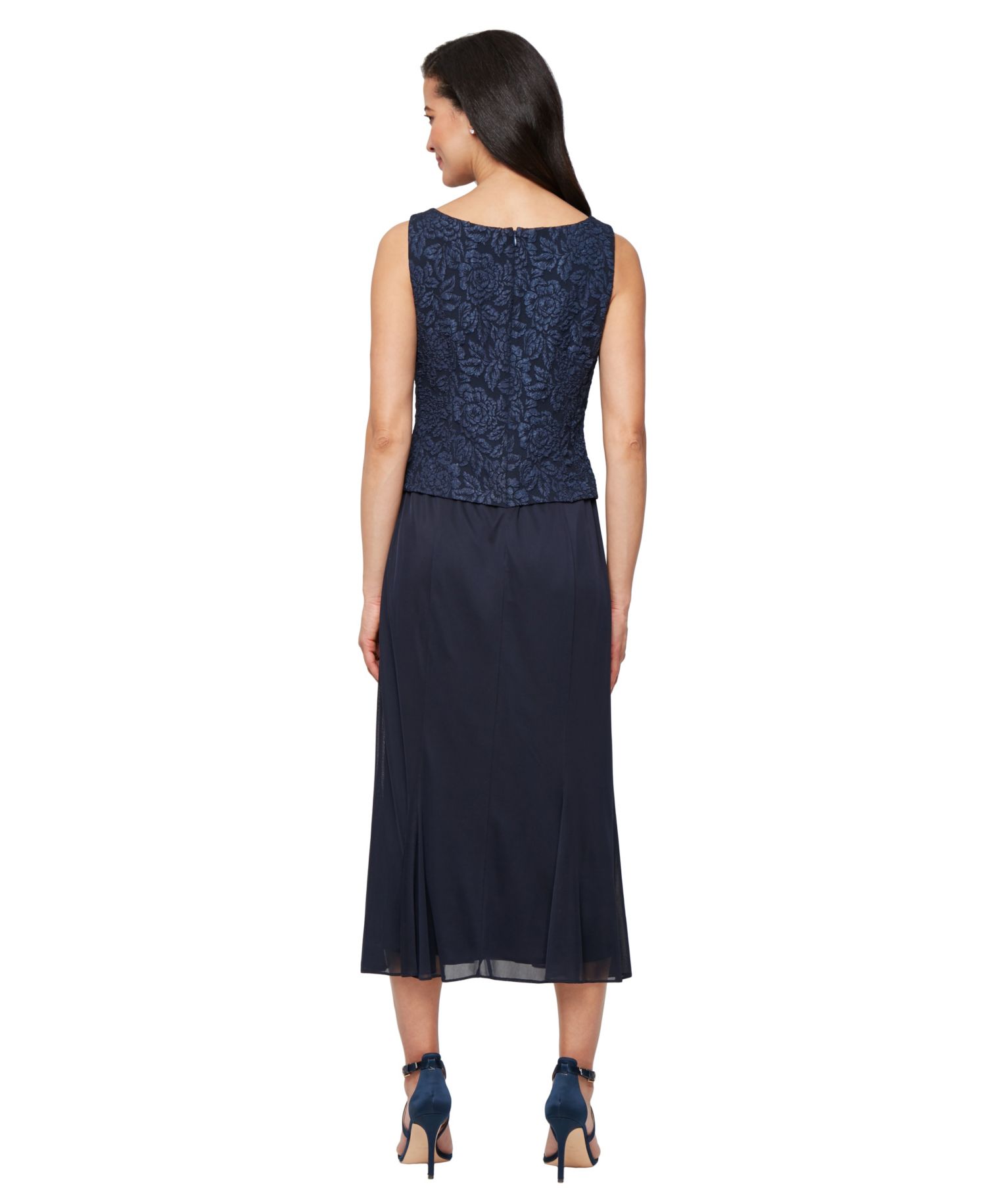 Petite Textured Jacquard Tea-Length Midi Jacket Dress