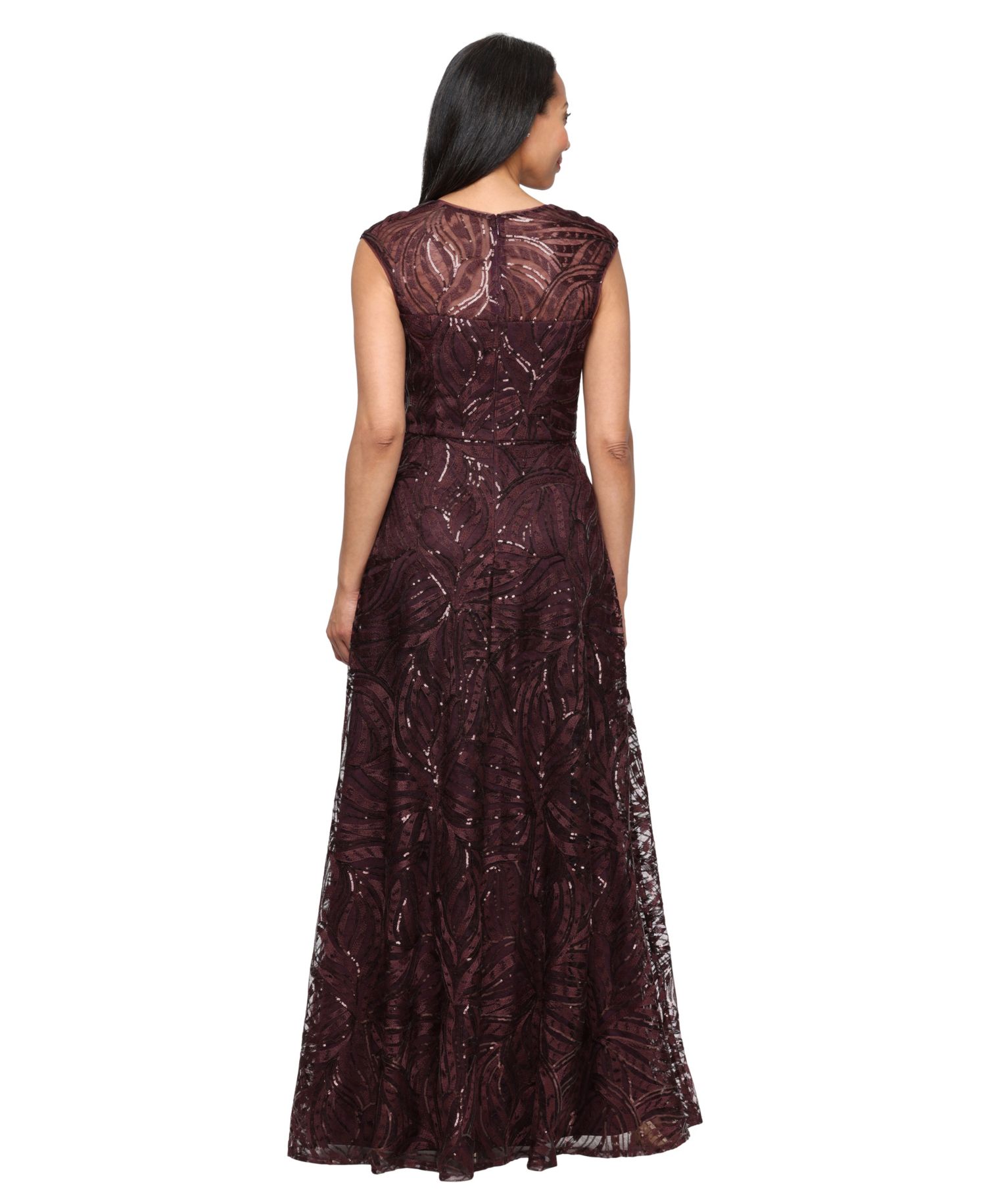Women's Embroidered A-Line Square-Neckline Gown