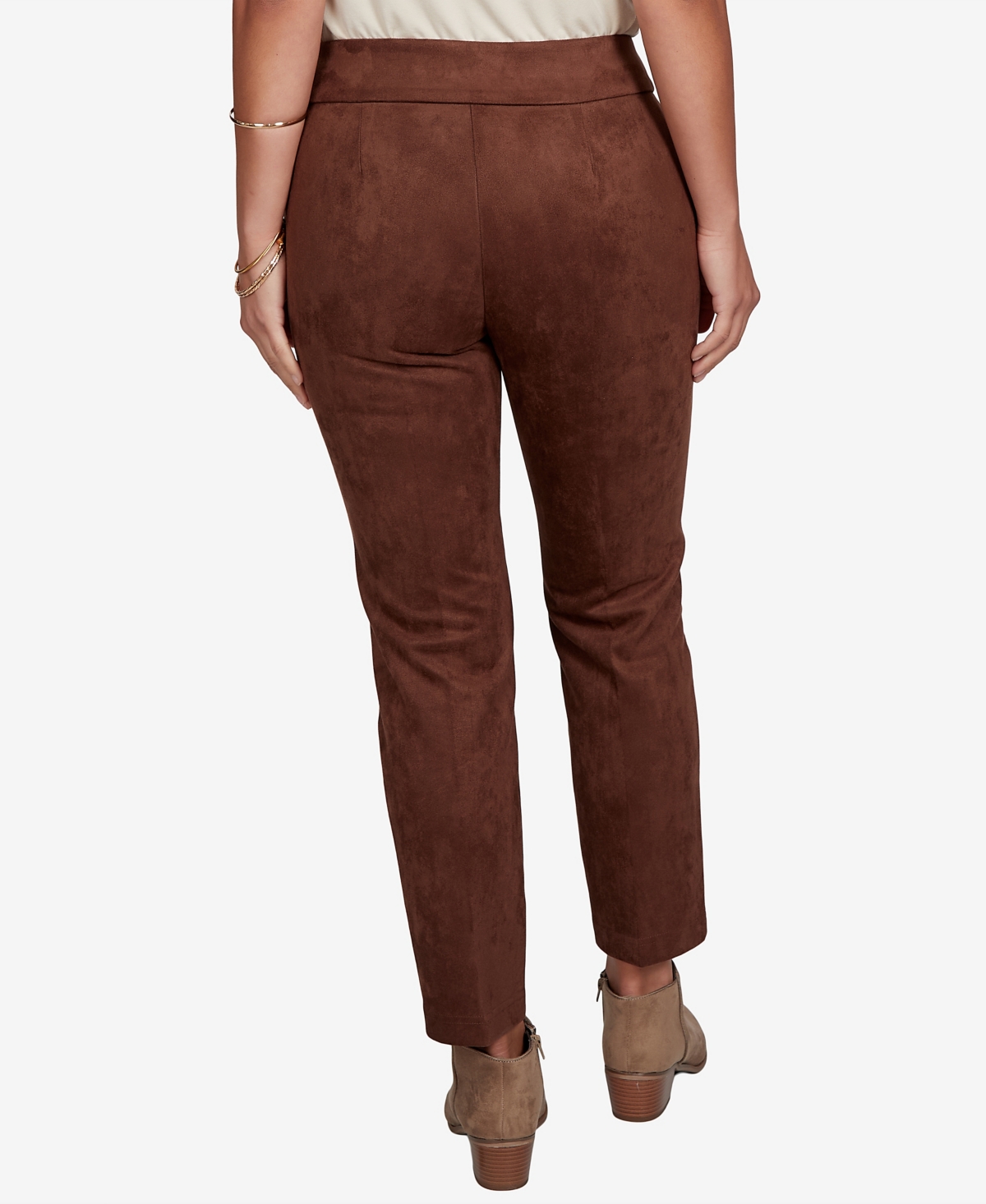 Ruby Rd. Petite Pull-on Suede Stretch Pants In Brown
