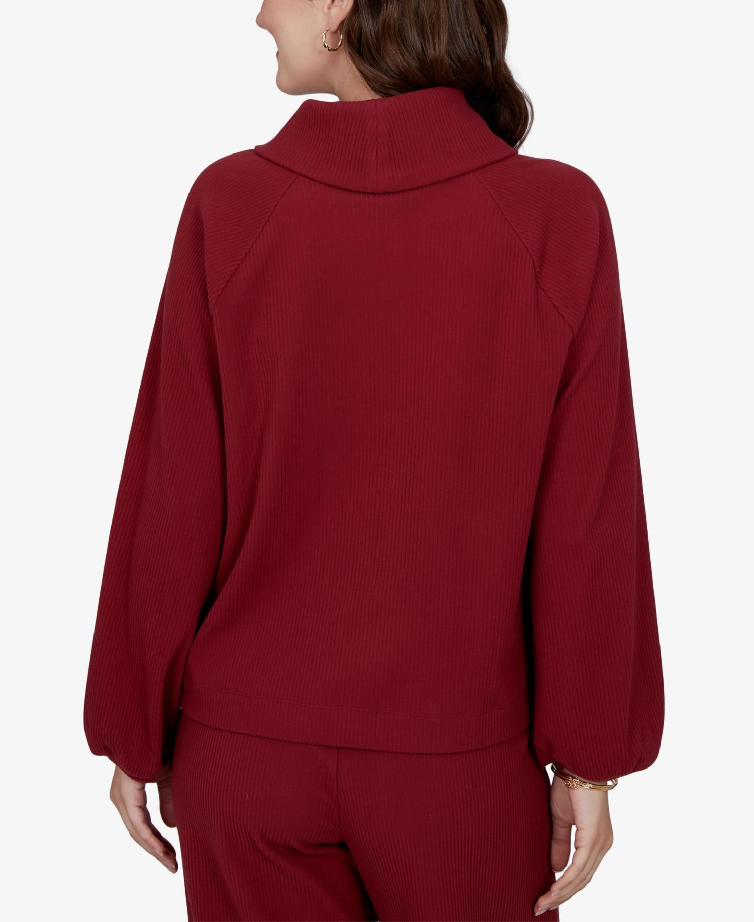 Petite Cowl Neck Ribbed Top