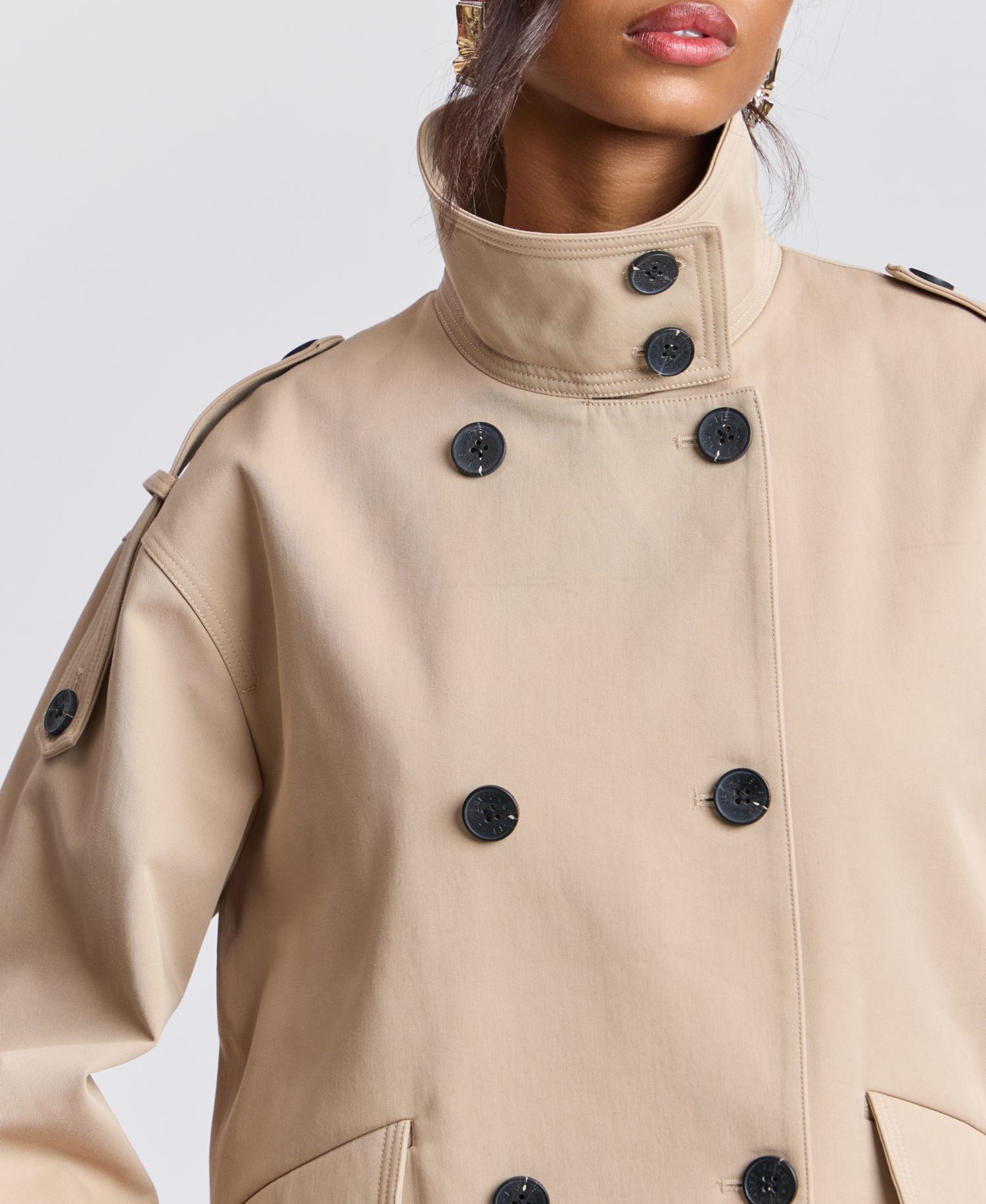 Women's Double-Breasted Short Trench Coat
