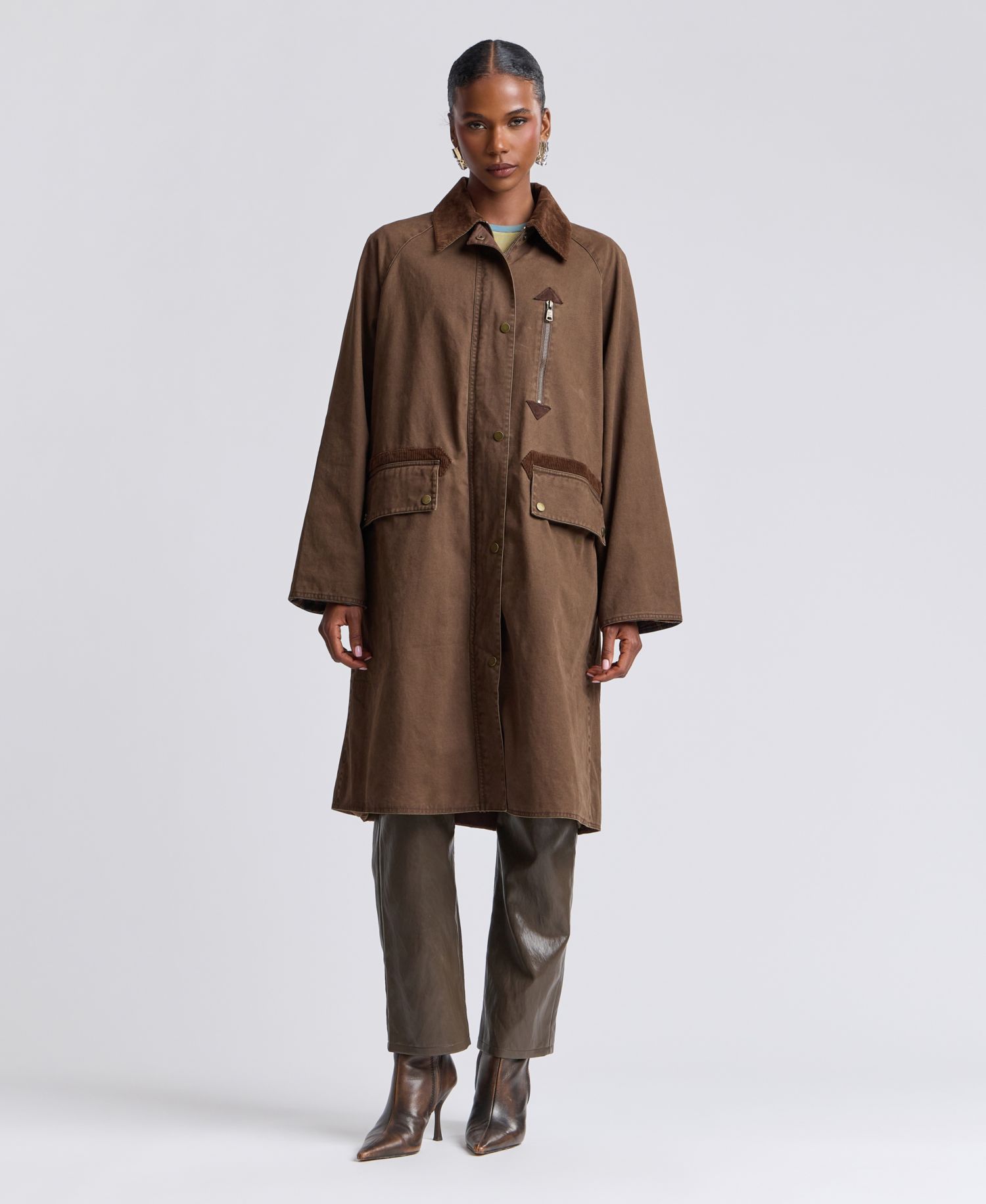 Women's Waxed Cotton Corduroy Utility Coat