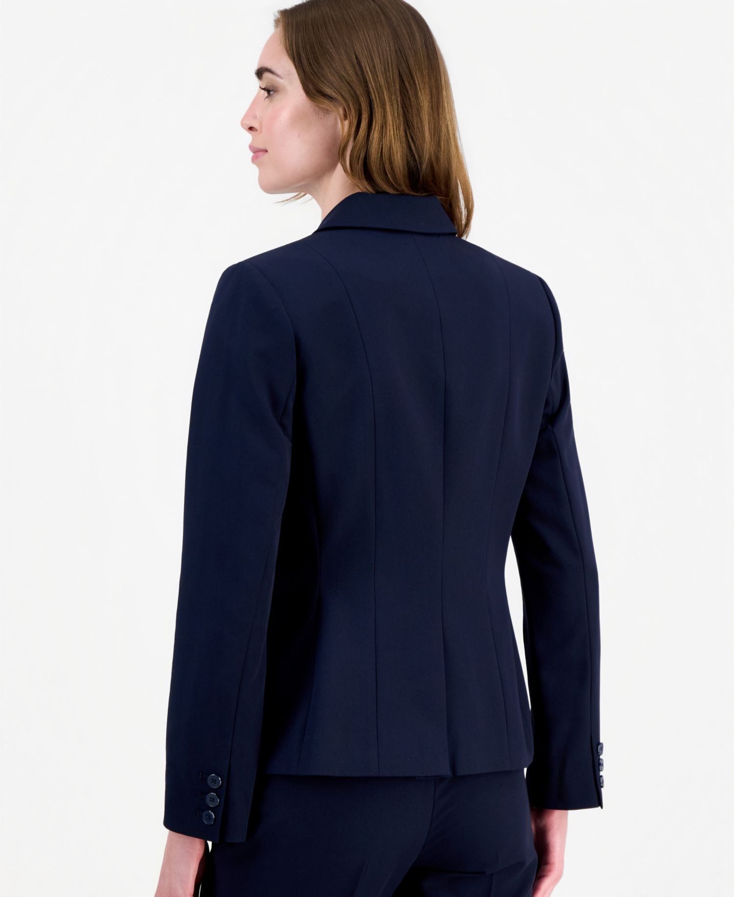 Women's One Button Strip Shoulder-Pad Blazer
