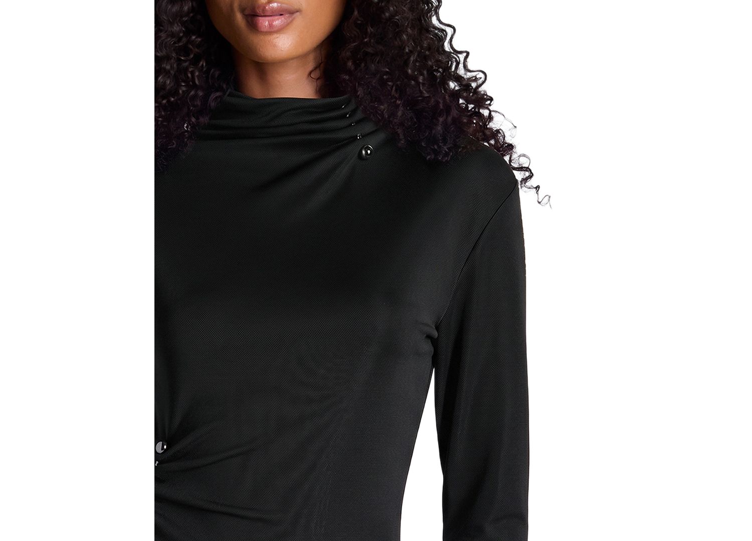Women's Long-Sleeve Cowl Neck Mini Dress
