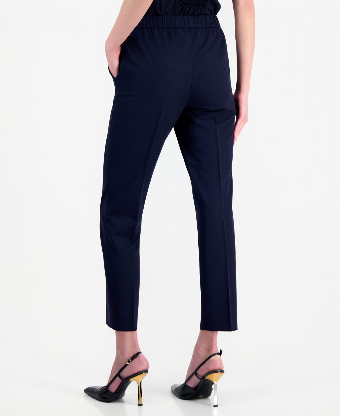 Женские брюки Tahari ASL Straight-Leg Mid-Rise Elastic-Back, цвет: Тёмно-синий — фото 2