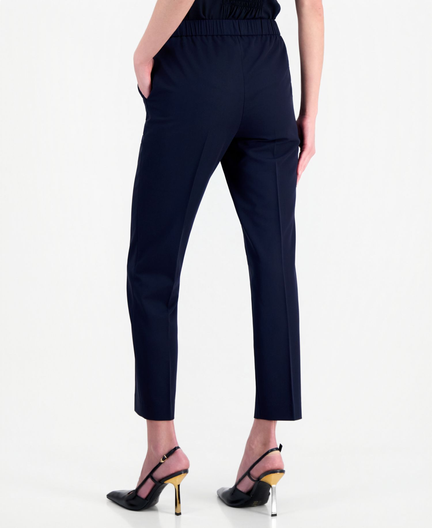 Women's Straight-Leg Mid-Rise Elastic-Back Pants