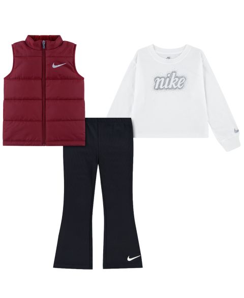 Детский комплект Nike Swoosh Sparkle из 3 предметов: жилет, футболка, легинсы, 4-6X, цвет: Чёрный