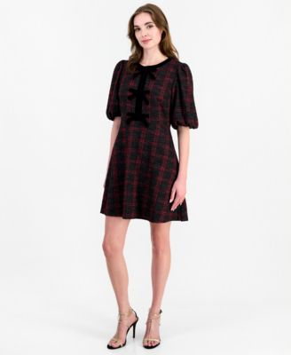 Women's Puff-Sleeve Sheath Dress with Bows