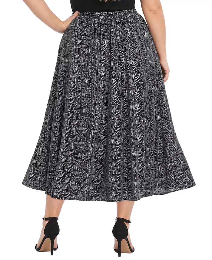Plus Size Midi High-Waisted A-Line Skirt - thumbnail 4