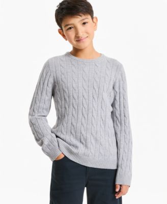Boys' 5-20 Ultrasoft Cable-Knit Crewneck Long-Sleeve Sweater