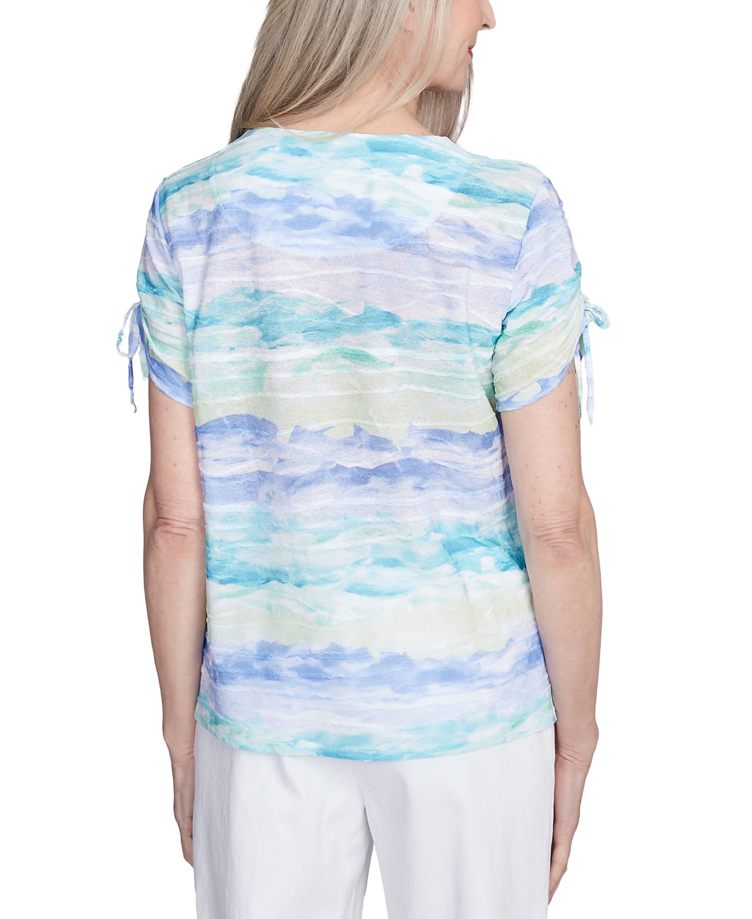Petite Watercolor Tied Short-Sleeve Top
