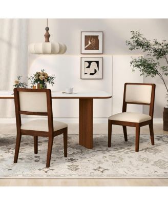 Set of 2 Upholstered Rubber Wood Dining Chairs