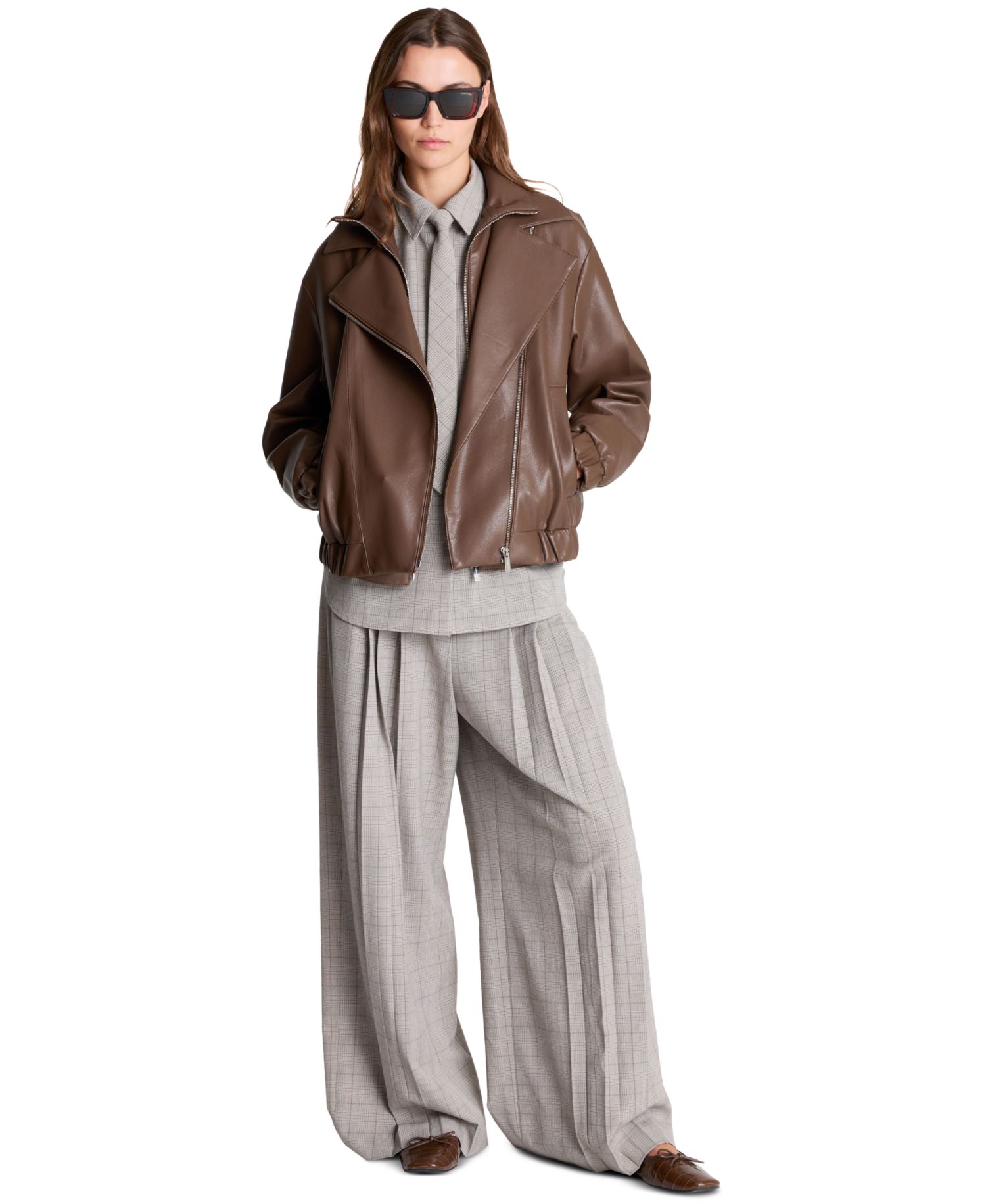 Women's Moto Asymmetrical Zip-Front High-Stand Collar Jacket