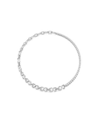 Sterling Silver-Plated White Crystals Necklace