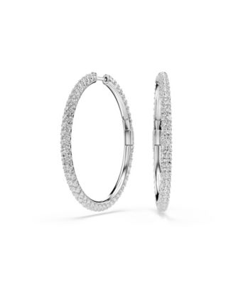 Sterling Silver-Plated White Crystals Earrings