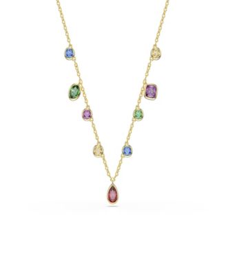 Gold-Tone Plated Multicolored Crystals Necklace