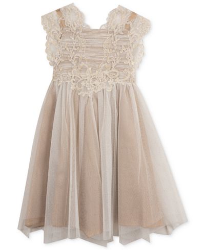 Searington Road by Rare Editions Lace-Detail Glitter-Mesh Dress, Girls (7-16)