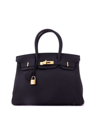 Pre-Owned Hermes Birkin 30 Handbag Black Togo with Rose Gold Hardware