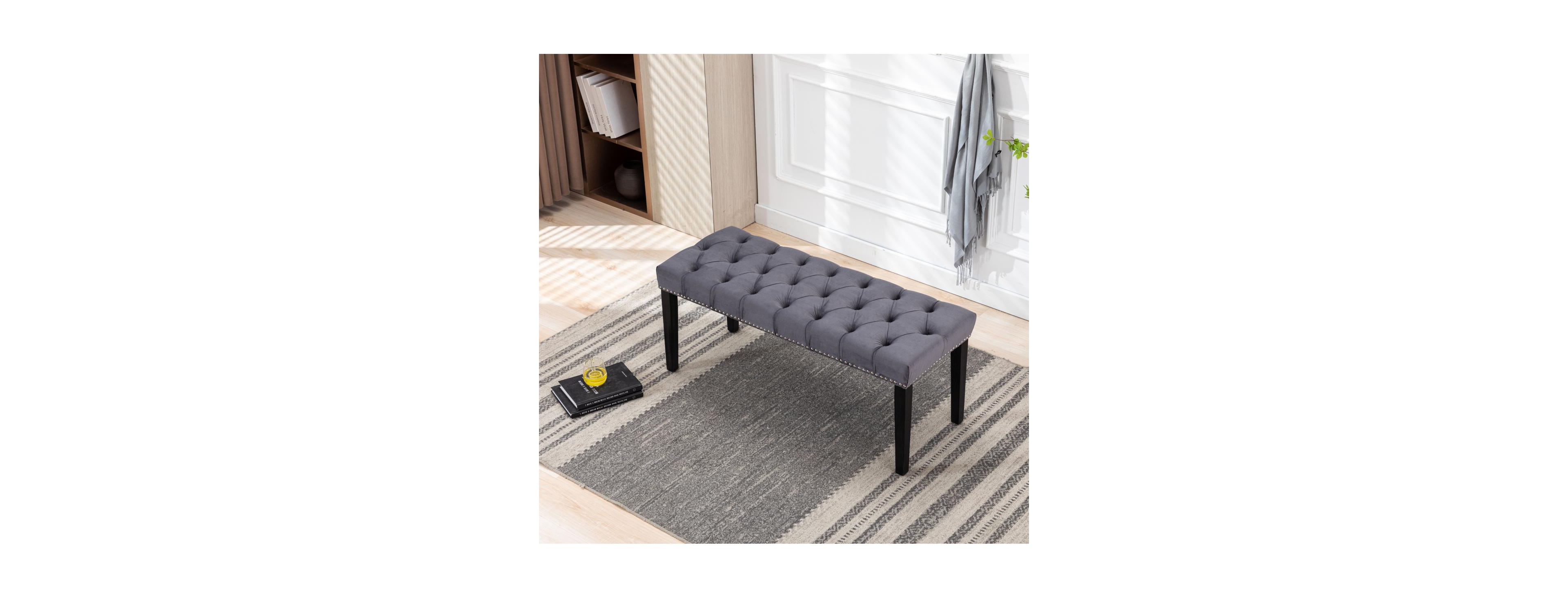Streamdale Furniture Heng Ming Velvet Tufted Ottoman Dining Bench