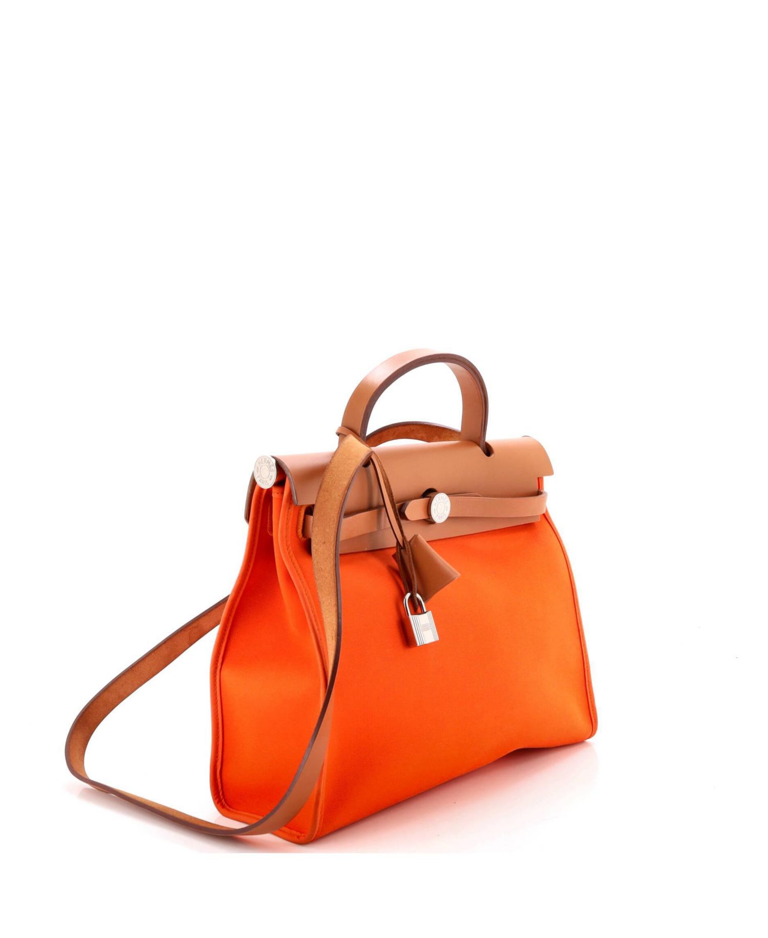 Pre-Owned Hermes 31 Herbag Zip Leather and Toile