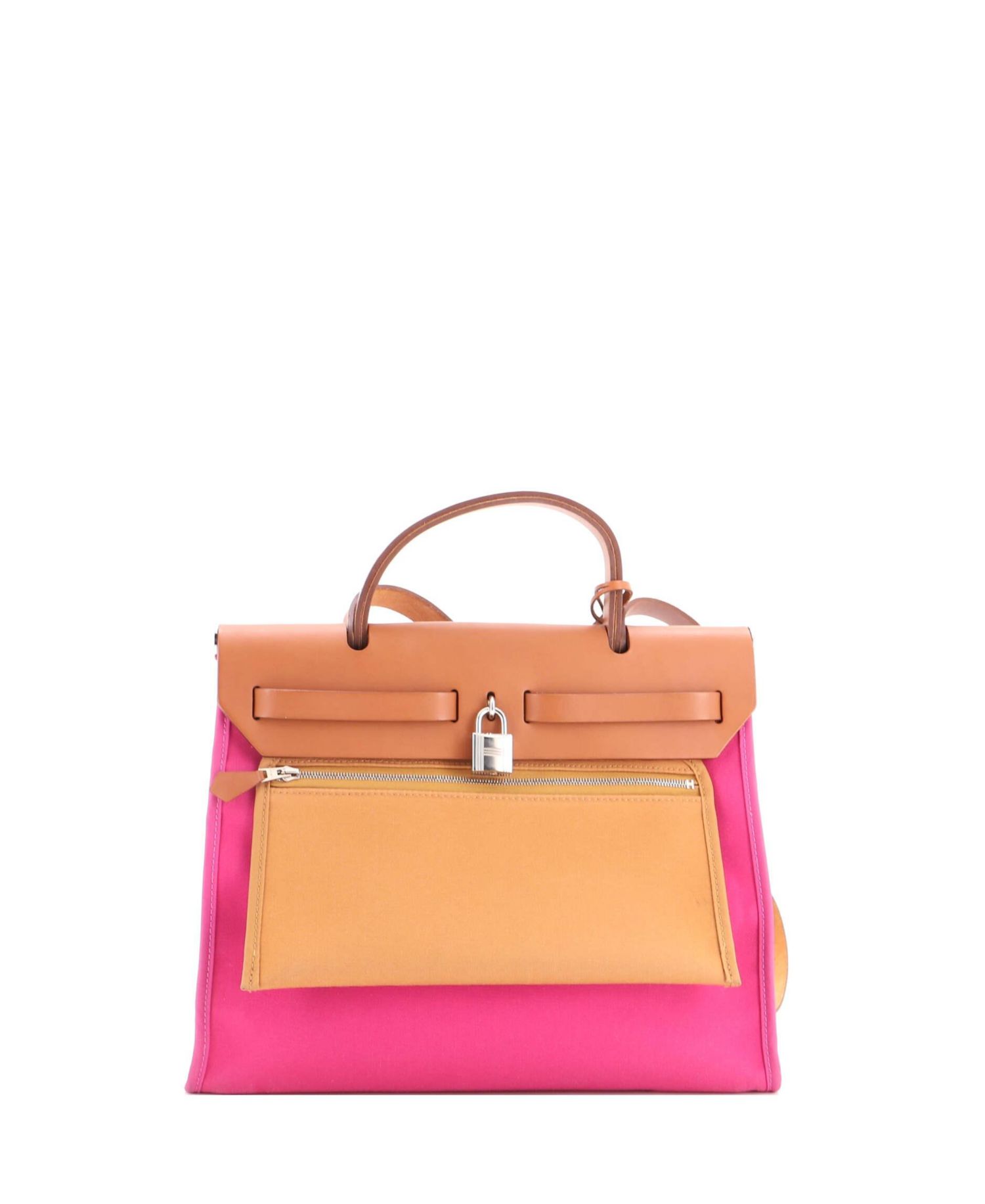 Pre-Owned Hermes 31 Herbag Zip Leather and Toile