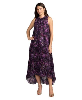 Women's V-Neck Sleeveless Tiered Chiffon Gown