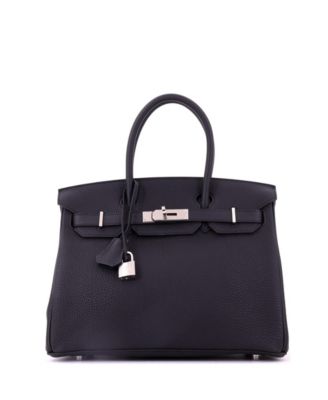 Pre-Owned Hermes Birkin 30 Handbag Black Togo with Palladium Hardware
