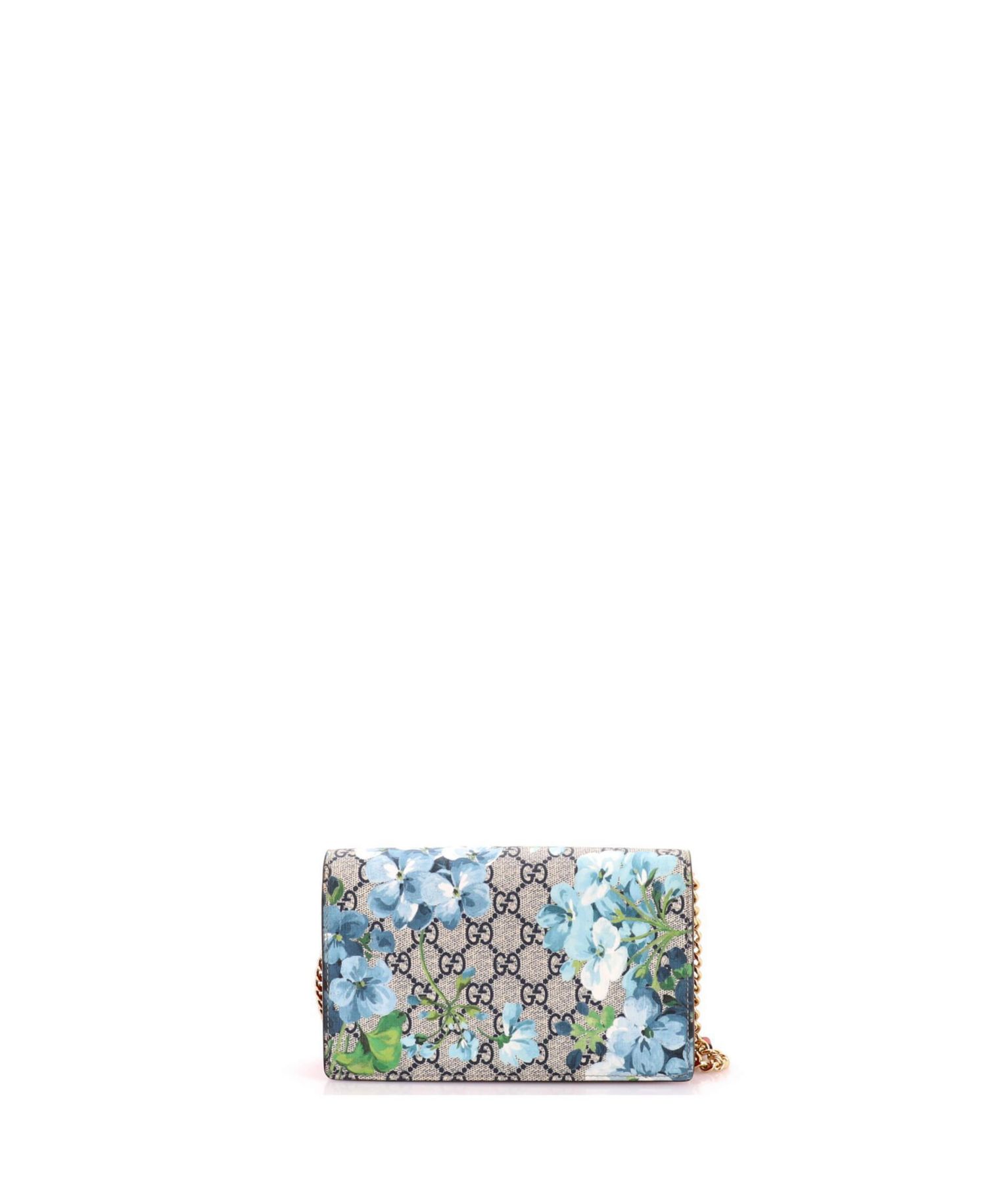 Chain Wallet Blooms Print GG Coated Canvas