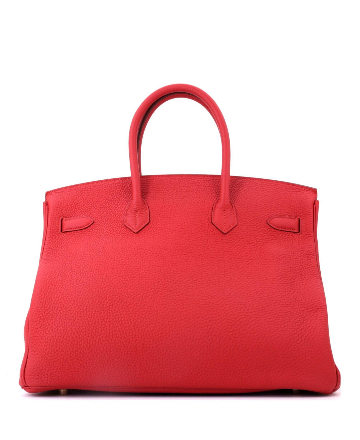 Pre-Owned Hermes Birkin 35 Handbag Red Togo with Gold Hardware