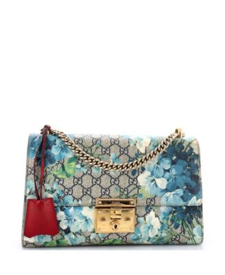 Medium Padlock Shoulder Bag Blooms Print GG Coated Canvas