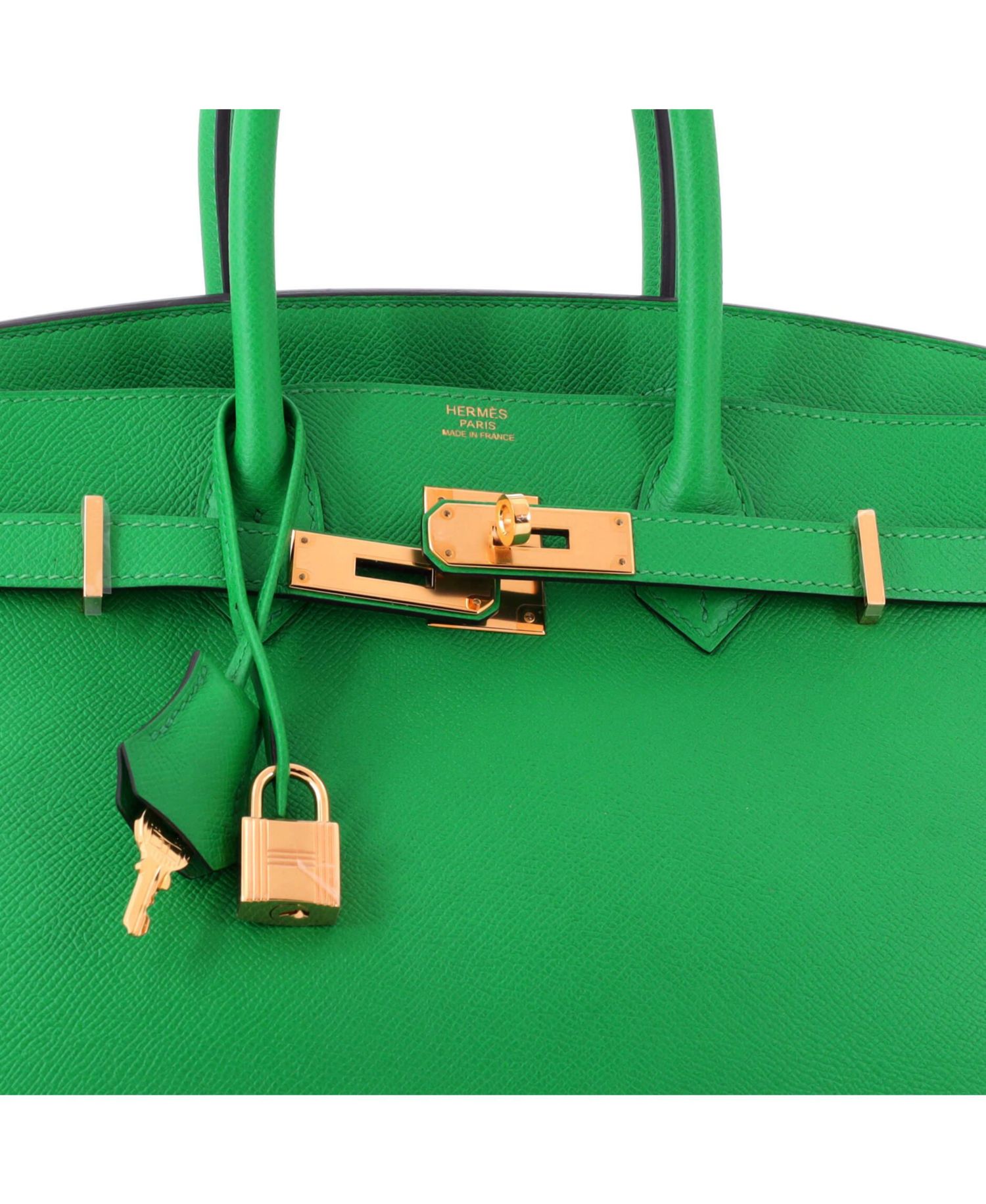 Pre-Owned Hermes Birkin 30 Handbag Green Epsom with Gold Hardware
